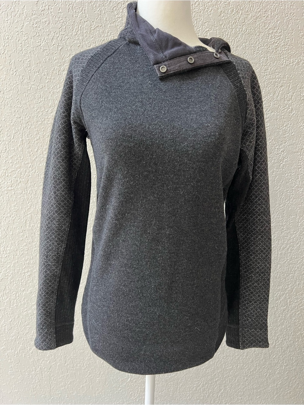 Prana Charcoal Knit Cowl Neck Sweater